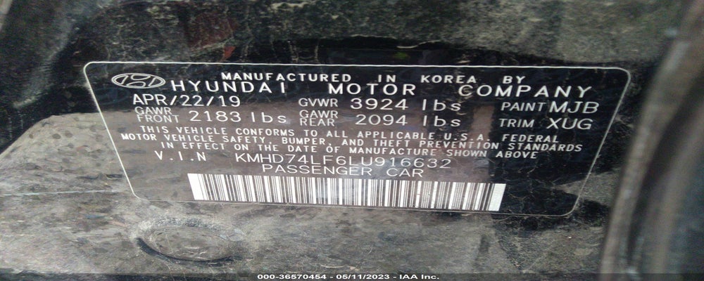KMHD74LF6LU916632 2020 HYUNDAI ELANTRA photo no. 9
