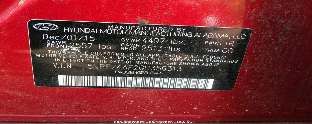 5NPE24AF2GH356313 2016 HYUNDAI SONATA photo no. 9