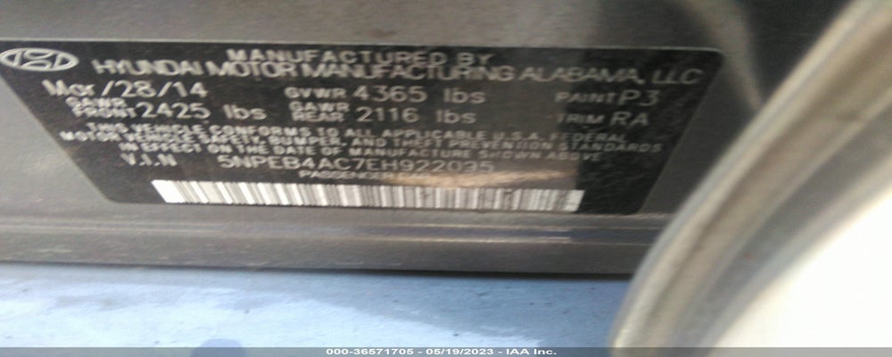 5NPEB4AC7EH922095 2014 HYUNDAI SONATA photo no. 9
