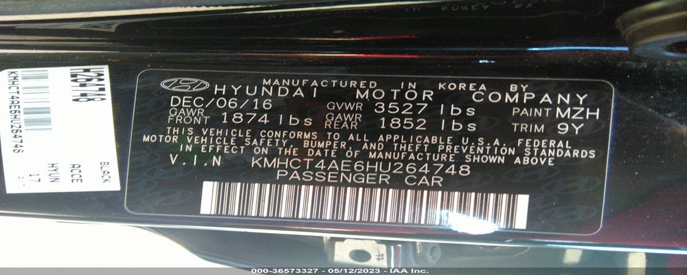 KMHCT4AE6HU264748 2017 HYUNDAI ACCENT photo no. 9