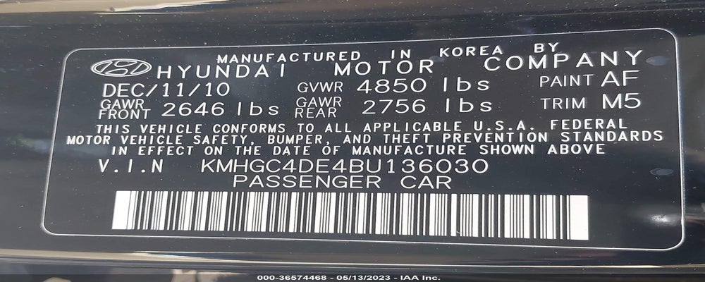KMHGC4DE4BU136030 2011 HYUNDAI GENESIS photo no. 9