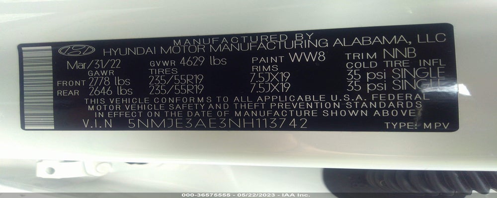 5NMJE3AE3NH113742 2022 HYUNDAI TUCSON photo no. 9