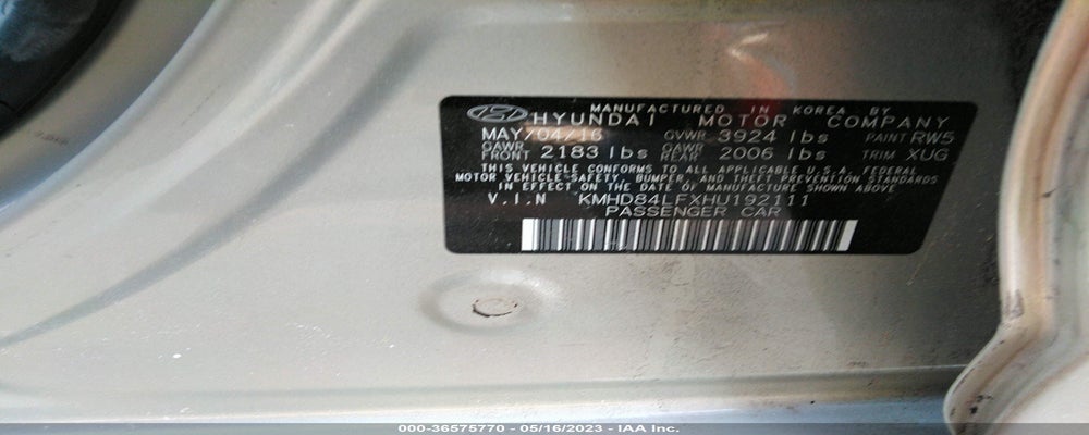 KMHD84LFXHU192111 2017 HYUNDAI ELANTRA photo no. 9