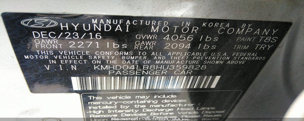KMHD04LB8HU359828 2017 HYUNDAI ELANTRA photo no. 9