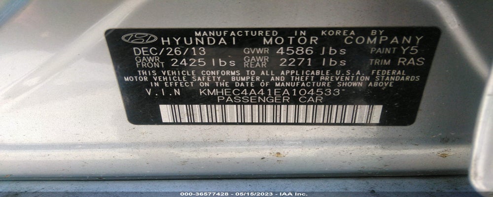 KMHEC4A41EA104533 2014 HYUNDAI SONATA HYBRID photo no. 9