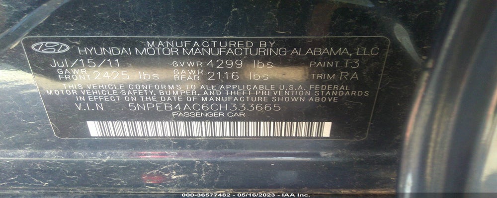5NPEB4AC6CH333665 2012 HYUNDAI SONATA photo no. 9