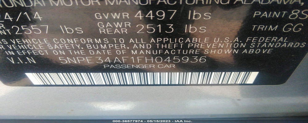 5NPE34AF1FH045936 2015 HYUNDAI SONATA photo no. 9