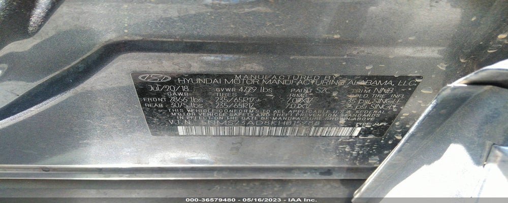 5NMS23AD8KH015788 2019 HYUNDAI SANTA FE photo no. 9