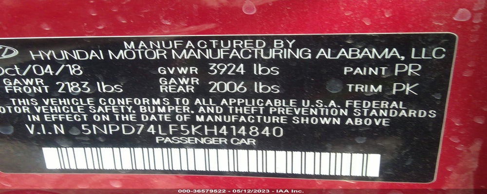 5NPD74LF5KH414840 2019 HYUNDAI ELANTRA photo no. 9