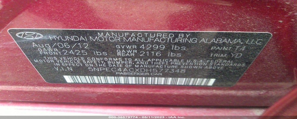 5NPEC4ACXDH577348 2013 HYUNDAI SONATA photo no. 9