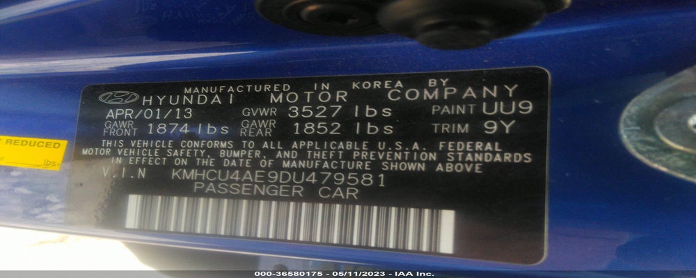 KMHCU4AE9DU479581 2013 HYUNDAI ACCENT photo no. 9
