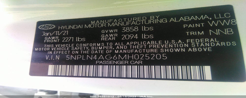 5NPLN4AG6MH025205 2021 HYUNDAI ELANTRA photo no. 9