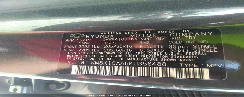 KM8K1CAA6KU356488 2019 HYUNDAI ACCENT photo no. 9