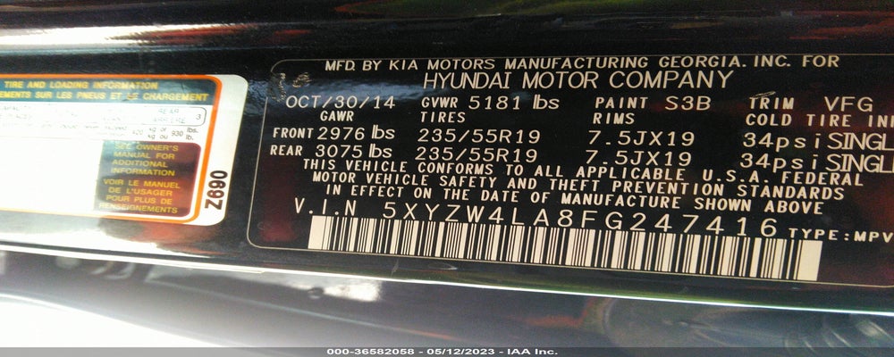 5XYZW4LA8FG247416 2015 HYUNDAI SANTA FE SPORT photo no. 9