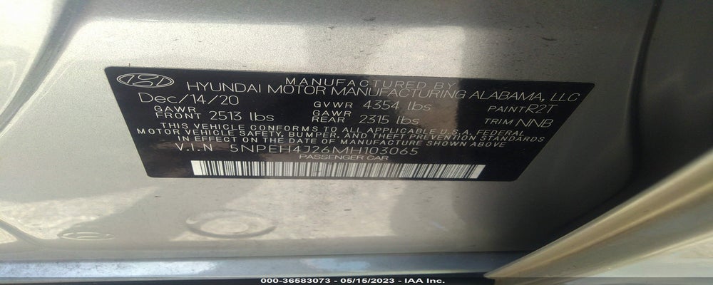 5NPEH4J26MH103065 2021 HYUNDAI SONATA photo no. 9