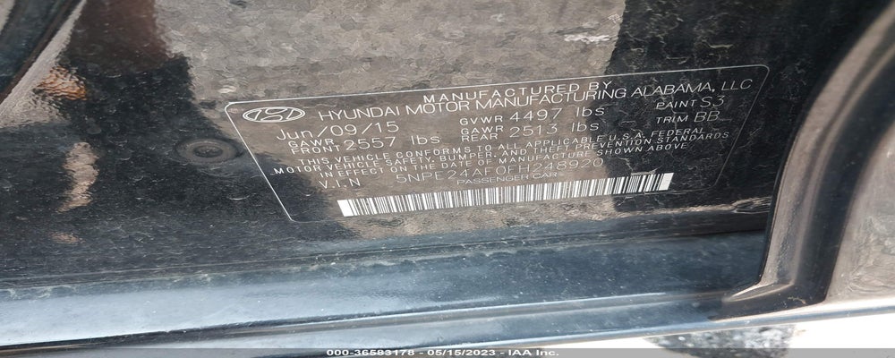 5NPE24AF0FH248920 2015 HYUNDAI SONATA photo no. 9