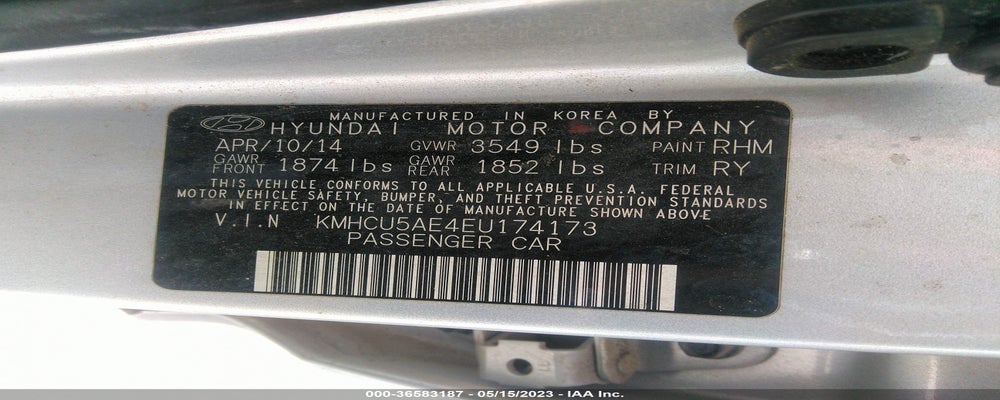 KMHCU5AE4EU174173 2014 HYUNDAI ACCENT photo no. 9