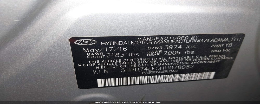 5NPD74LF5HH078082 2017 HYUNDAI ELANTRA photo no. 9