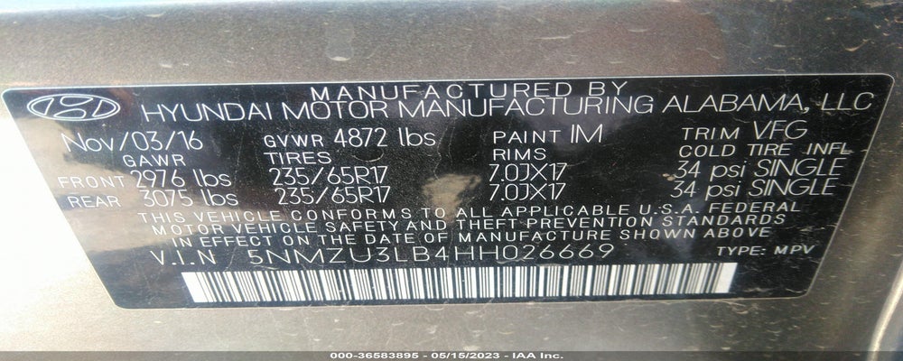 5NMZU3LB4HH026669 2017 HYUNDAI SANTA FE SPORT photo no. 9
