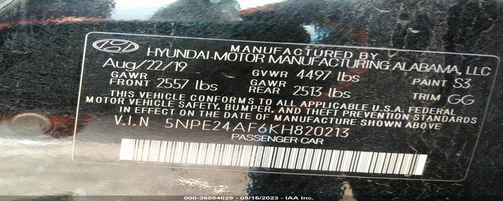 5NPE24AF6KH820213 2019 HYUNDAI SONATA photo no. 9