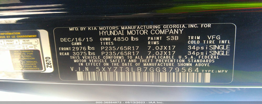 5XYZT3LB7GG379564 2016 HYUNDAI SANTA FE SPORT photo no. 9