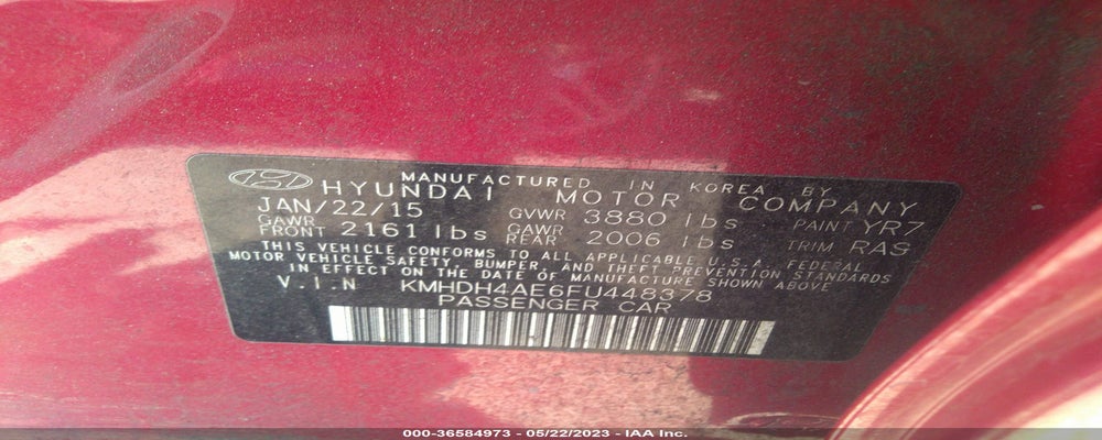KMHDH4AE6FU448378 2015 HYUNDAI ELANTRA photo no. 9