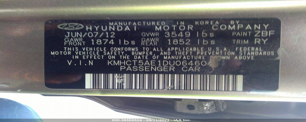 KMHCT5AE1DU064604 2013 HYUNDAI ACCENT photo no. 9