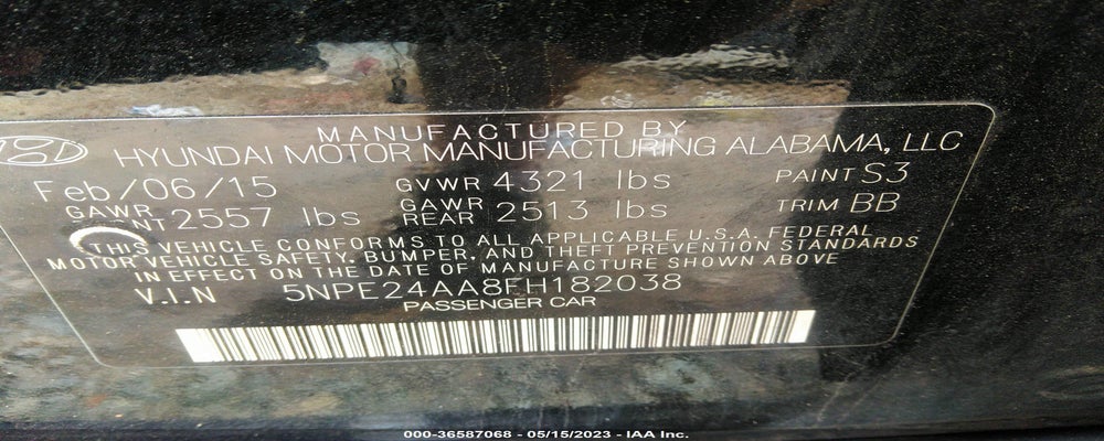 5NPE24AA8FH182038 2015 HYUNDAI SONATA photo no. 9