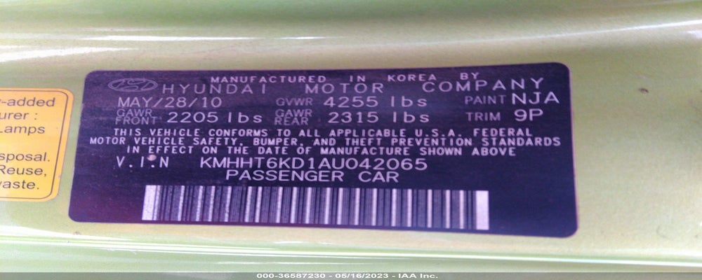 KMHHT6KD1AU042065 2010 HYUNDAI GENESIS COUPE photo no. 9