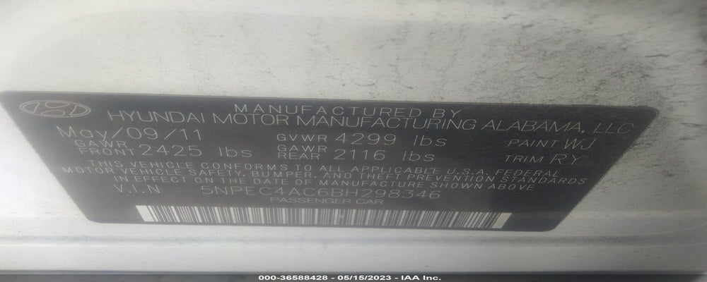5NPEC4AC6BH298346 2011 HYUNDAI SONATA photo no. 9