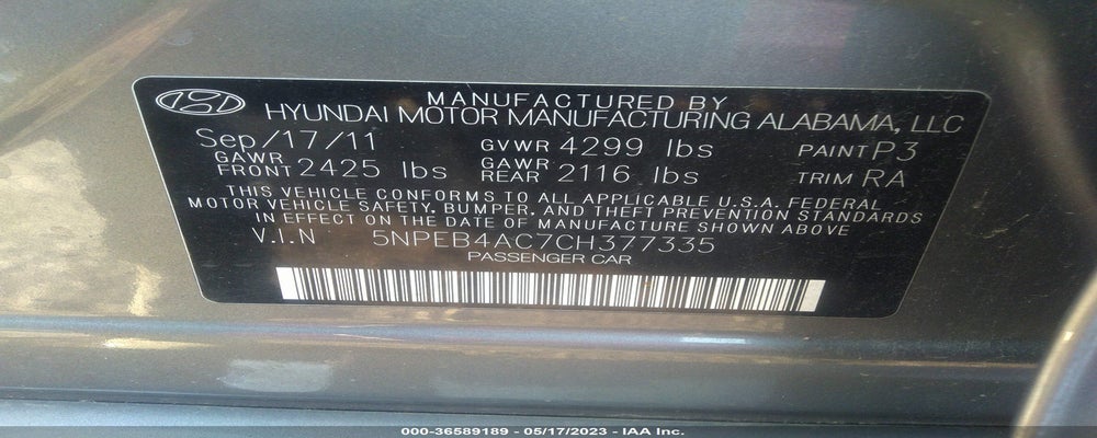 5NPEB4AC7CH377335 2012 HYUNDAI SONATA photo no. 9