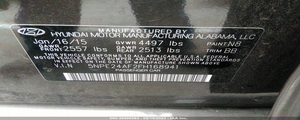5NPE24AF2FH168941 2015 HYUNDAI SONATA photo no. 9