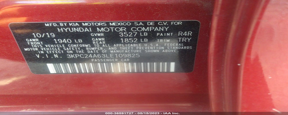 3KPC24A63LE109825 2020 HYUNDAI ACCENT photo no. 9