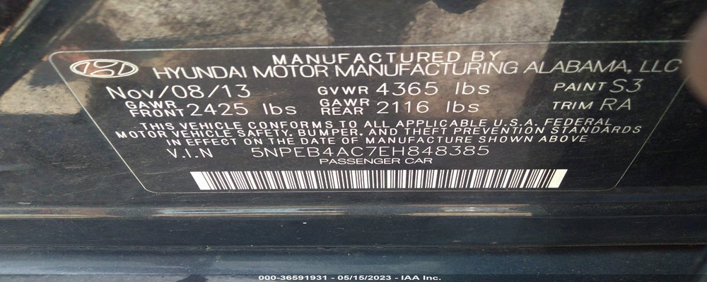 5NPEB4AC7EH848385 2014 HYUNDAI SONATA photo no. 9