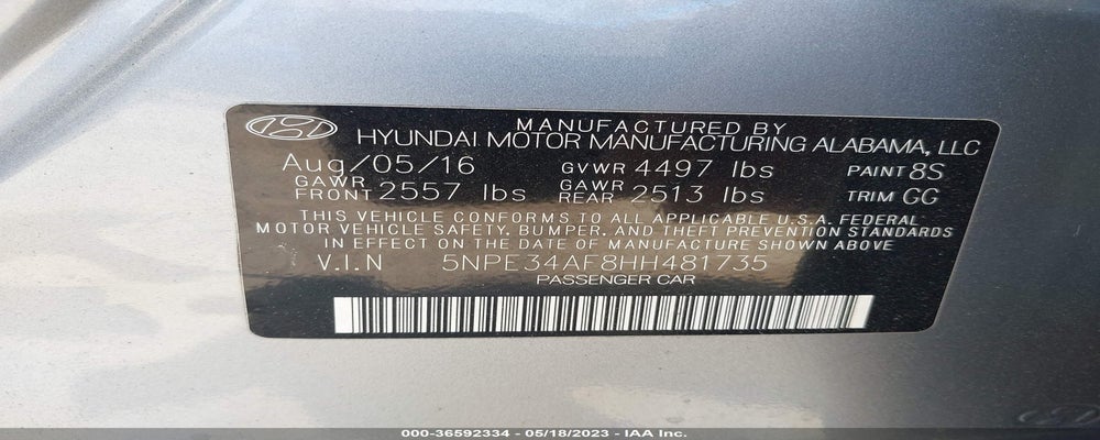 5NPE34AF8HH481735 2017 HYUNDAI SONATA photo no. 9