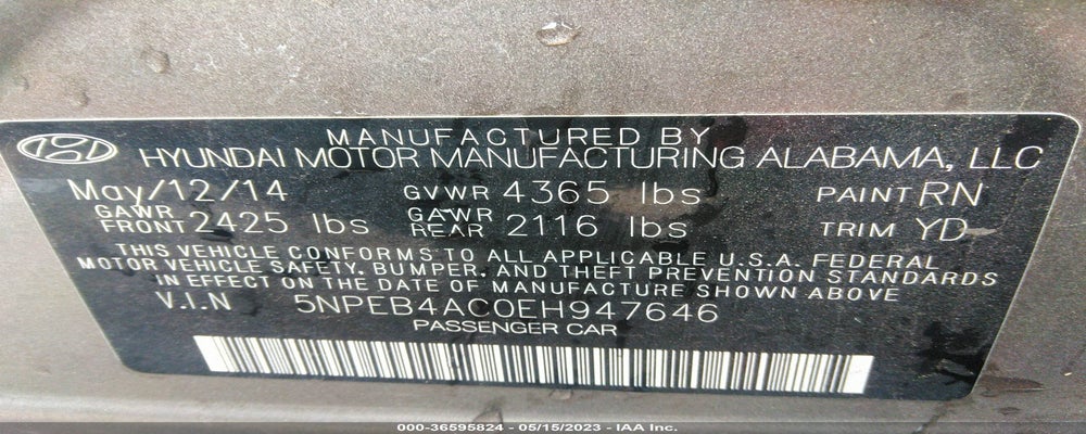 5NPEB4AC0EH947646 2014 HYUNDAI SONATA photo no. 9