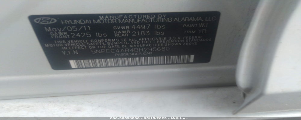 5NPEC4AB4BH295680 2011 HYUNDAI SONATA photo no. 9