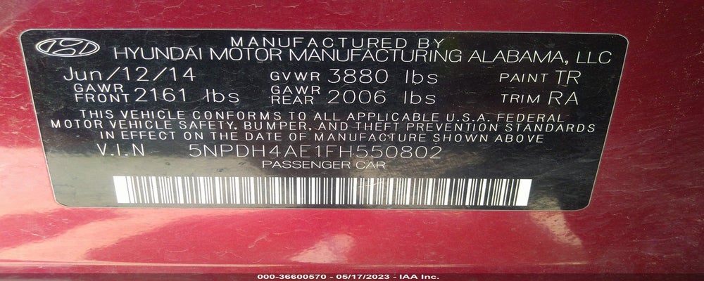 5NPDH4AE1FH550802 2015 HYUNDAI ELANTRA photo no. 9
