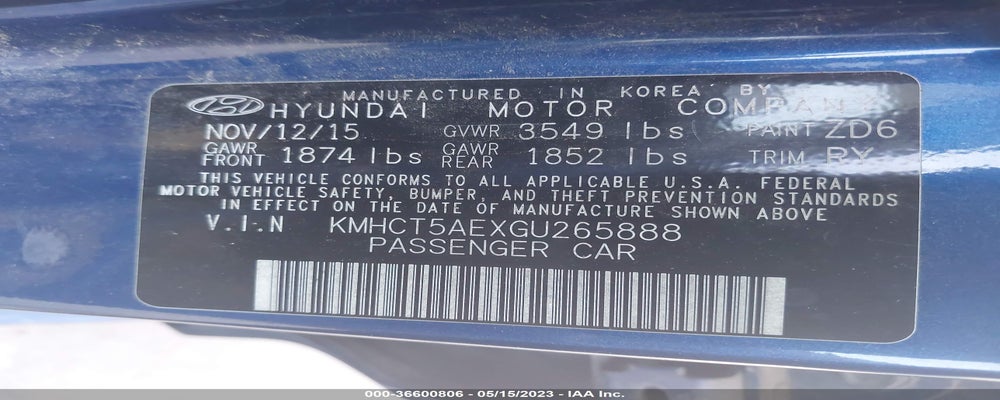 KMHCT5AEXGU265888 2016 HYUNDAI ACCENT photo no. 9