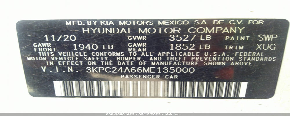 3KPC24A66ME135000 2021 HYUNDAI ACCENT photo no. 9