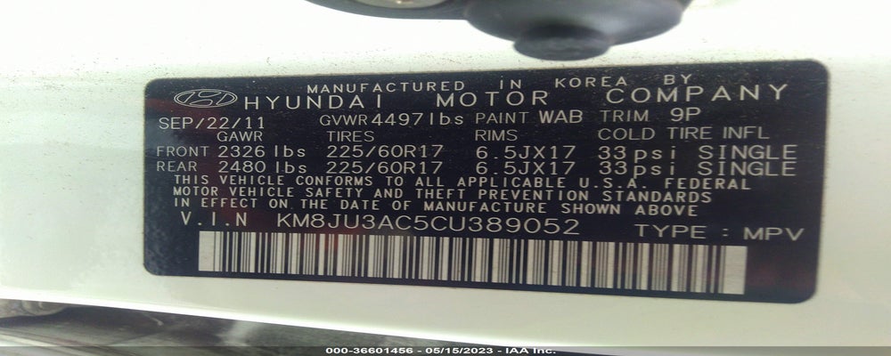 KM8JU3AC5CU389052 2012 HYUNDAI TUCSON photo no. 9