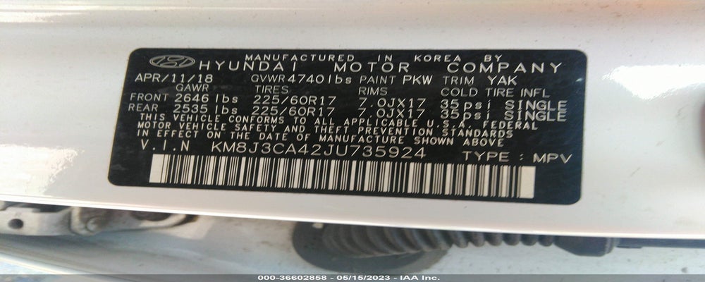 KM8J3CA42JU735924 2018 HYUNDAI TUCSON photo no. 9