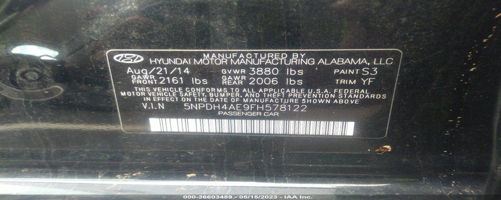 5NPDH4AE9FH578122 2015 HYUNDAI ELANTRA photo no. 9
