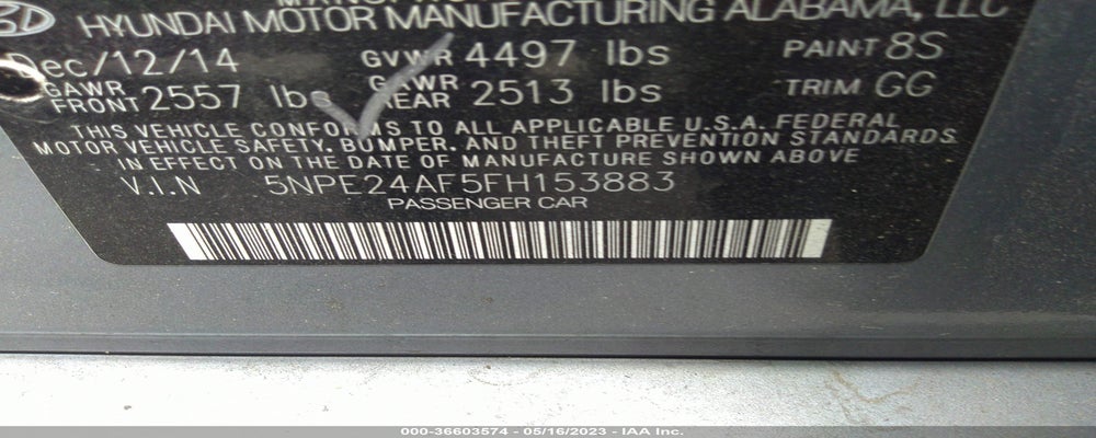 5NPE24AF5FH153883 2015 HYUNDAI SONATA photo no. 9