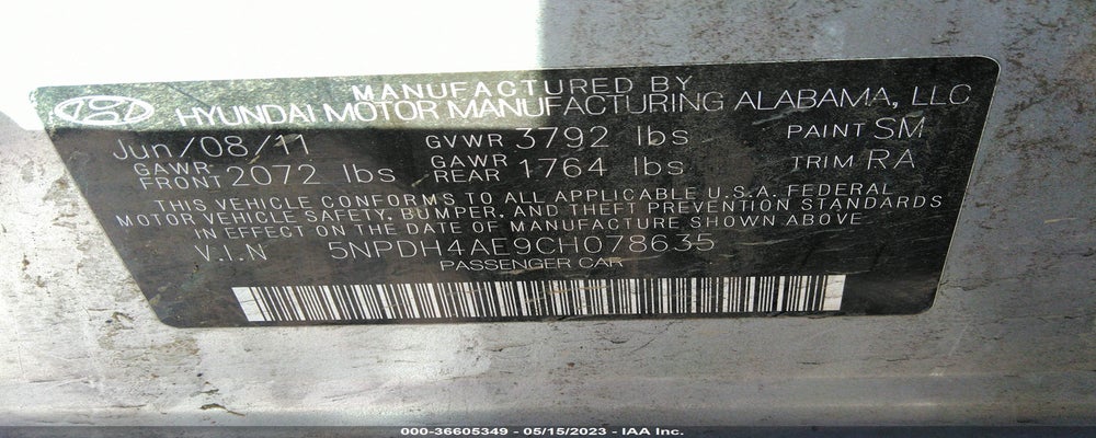 5NPDH4AE9CH078635 2012 HYUNDAI ELANTRA photo no. 9