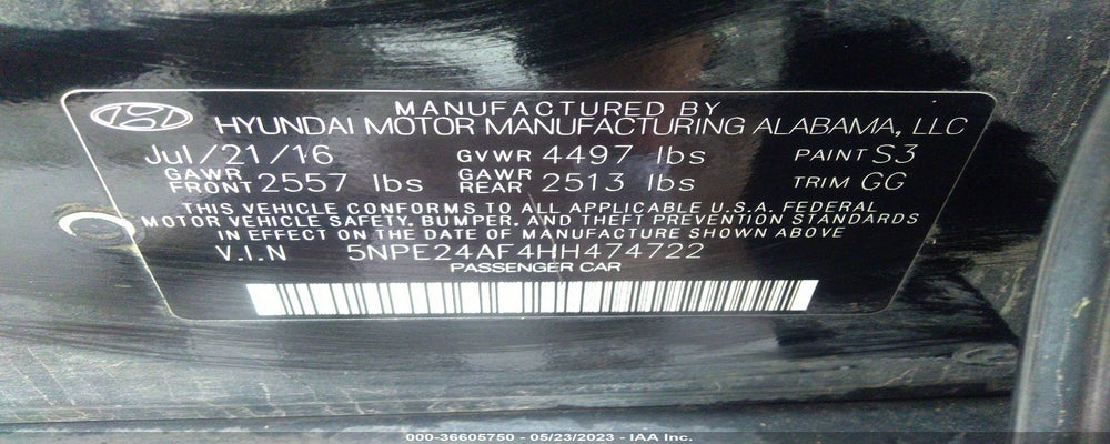 5NPE24AF4HH474722 2017 HYUNDAI SONATA photo no. 9