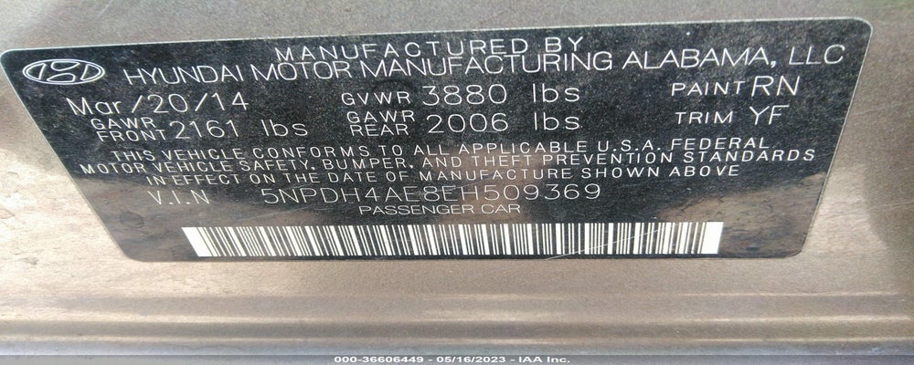 5NPDH4AE8EH509369 2014 HYUNDAI ELANTRA photo no. 9