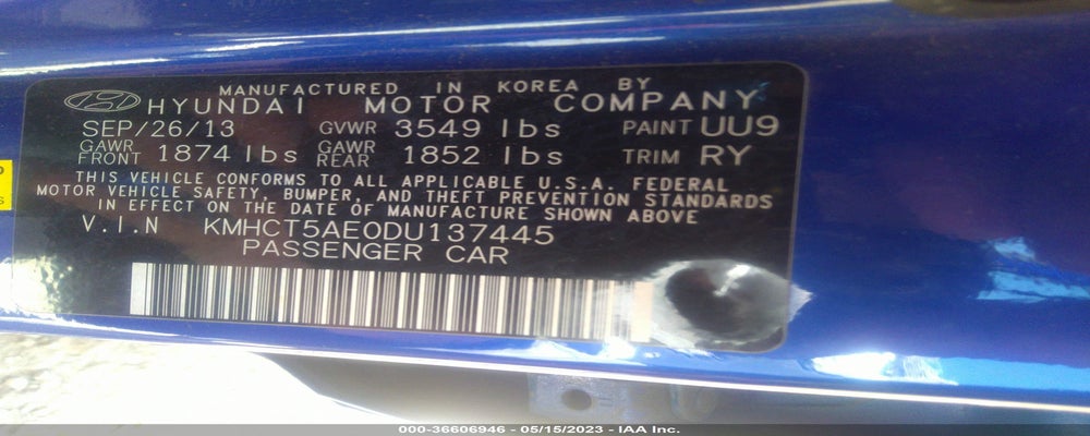 KMHCT5AE0DU137445 2013 HYUNDAI ACCENT photo no. 9