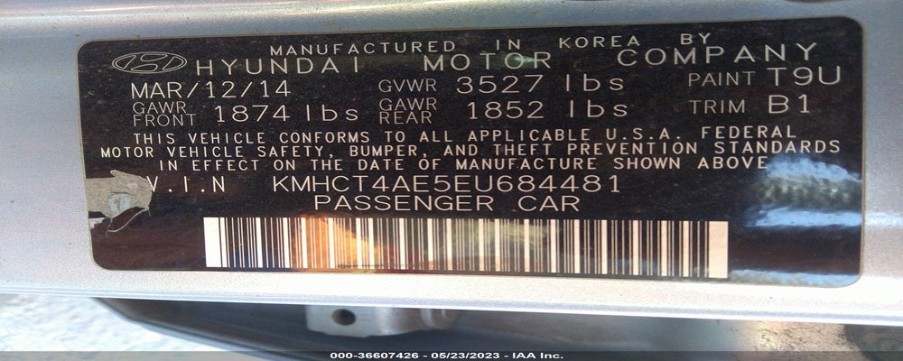 KMHCT4AE5EU684481 2014 HYUNDAI ACCENT photo no. 9