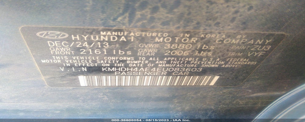 KMHDH4AE4EU083603 2014 HYUNDAI ELANTRA photo no. 9